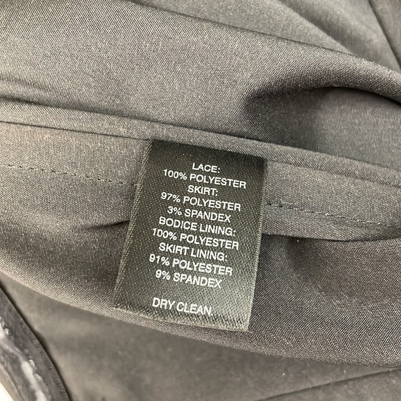 WHBM Black Strapless Dress Satin Lace Sz 0 - Picture 4 of 5